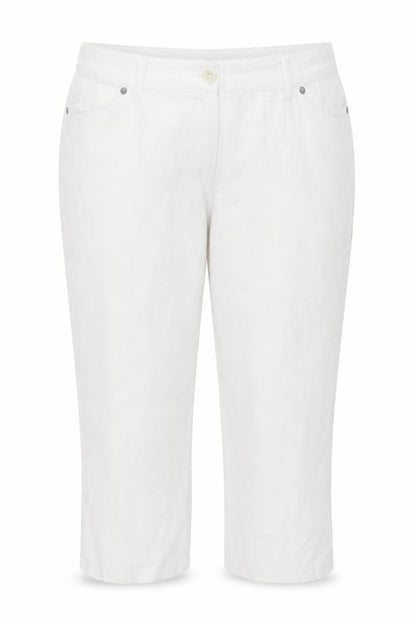 Micha Women White Cropped Relaxed Jeans Size 18 Ramie Fabric