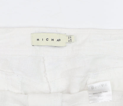 Micha Women White Cropped Relaxed Jeans Size 18 Ramie Fabric