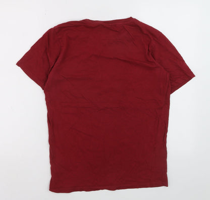 Crosshatch Men's Red Cotton Crew Neck Short Sleeve T-Shirt Size S