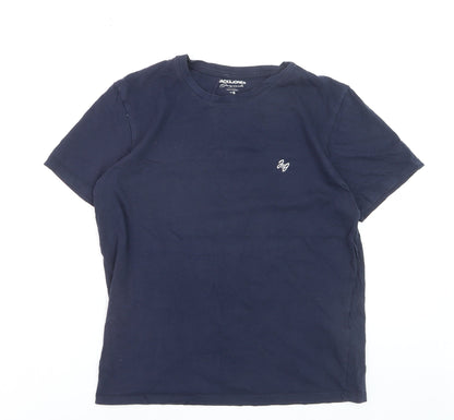 Jack & Jones Men's Navy Blue Crew Neck Cotton T-Shirt Size S