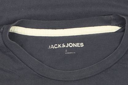 Jack & Jones Men's Navy Graphic Print Crew Neck Cotton T-Shirt Size S