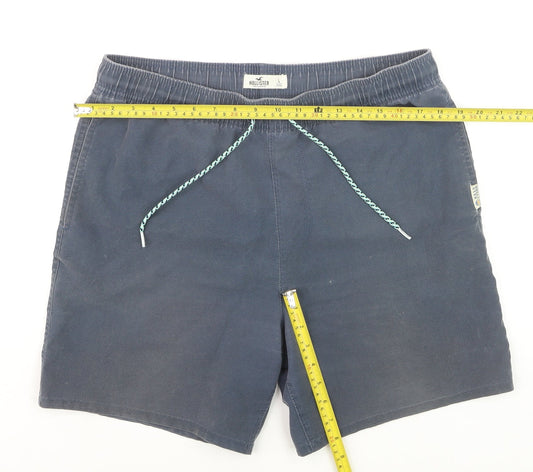 Hollister Men Blue Regular Fit Bermuda Shorts Size L Casual Summer