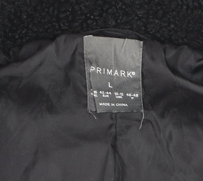 Primark Women’s Black L Bomber Jacket Fleece Full Zip Casual