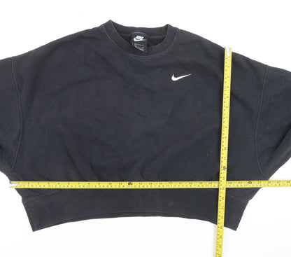 Nike Women's Black Small Pullover Sweatshirt Crew Neck Logo Classic Fit