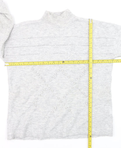 Oasis Women’s Grey Mock Neck Cable Knit Pullover Jumper Size M