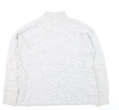 Oasis Women’s Grey Mock Neck Cable Knit Pullover Jumper Size M