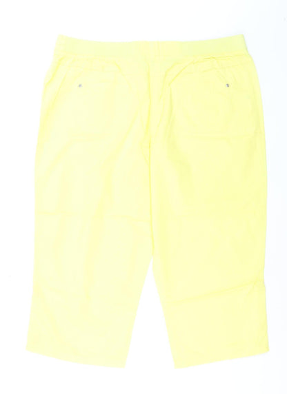 BHS Women Yellow Capri Trousers Size 18 Cotton Twill Casual