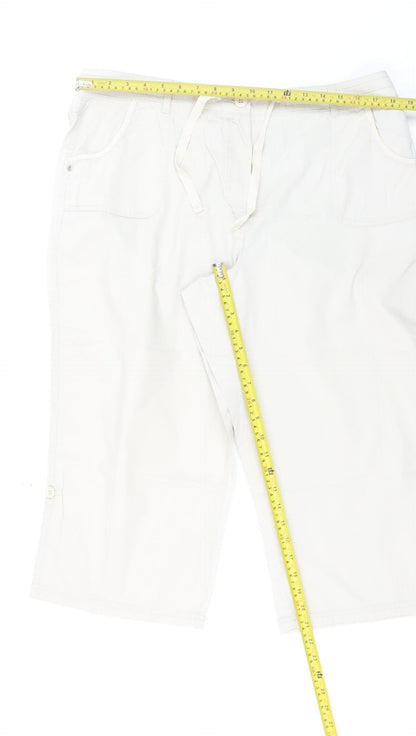 BHS Women’s Beige Cotton Blend Capri Trousers Size 18