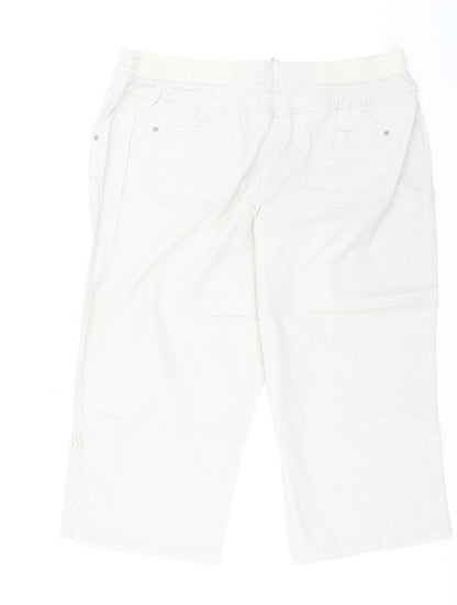 BHS Women’s Beige Cotton Blend Capri Trousers Size 18