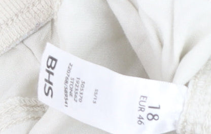 BHS Women’s Beige Cotton Blend Capri Trousers Size 18