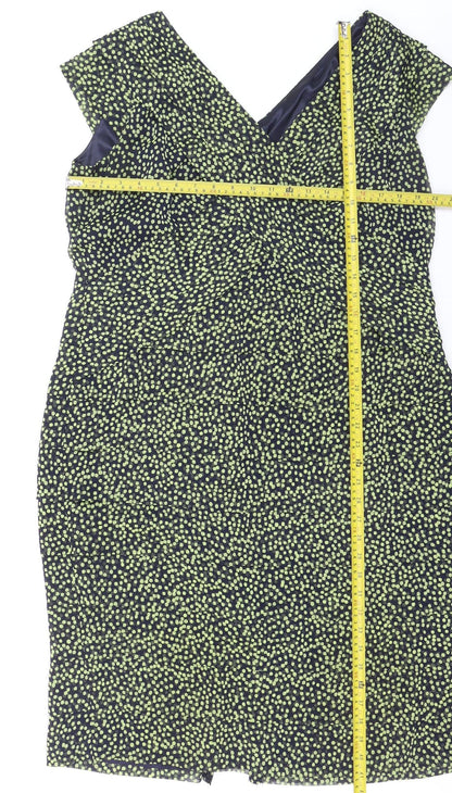 Jacques Vert Women Blue Polka Dot Sheath Dress Size 18