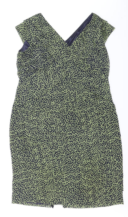 Jacques Vert Women Blue Polka Dot Sheath Dress Size 18