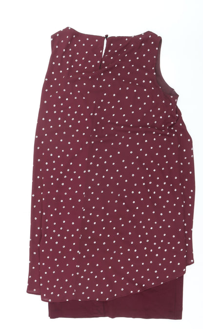 Jacques Vert Women Red Polka Dot Sheath Dress Size 16 Formal