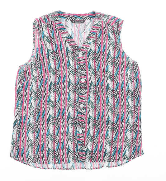 Dunnes Women's Multicoloured Viscose Sleeveless Blouse Size 16