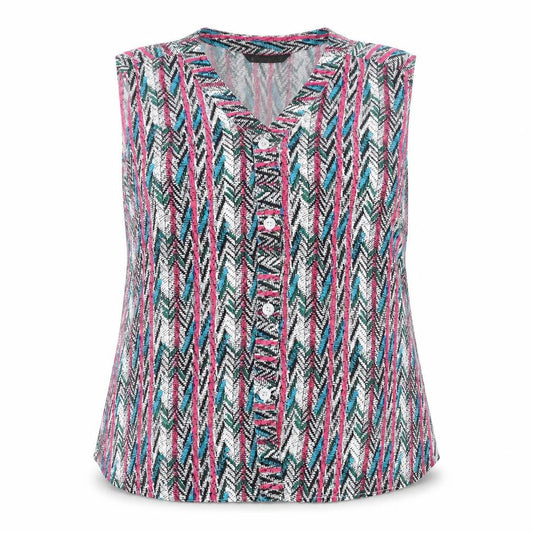 Front view of Dunnes Women's Multicoloured Viscose Sleeveless Blouse, size 16