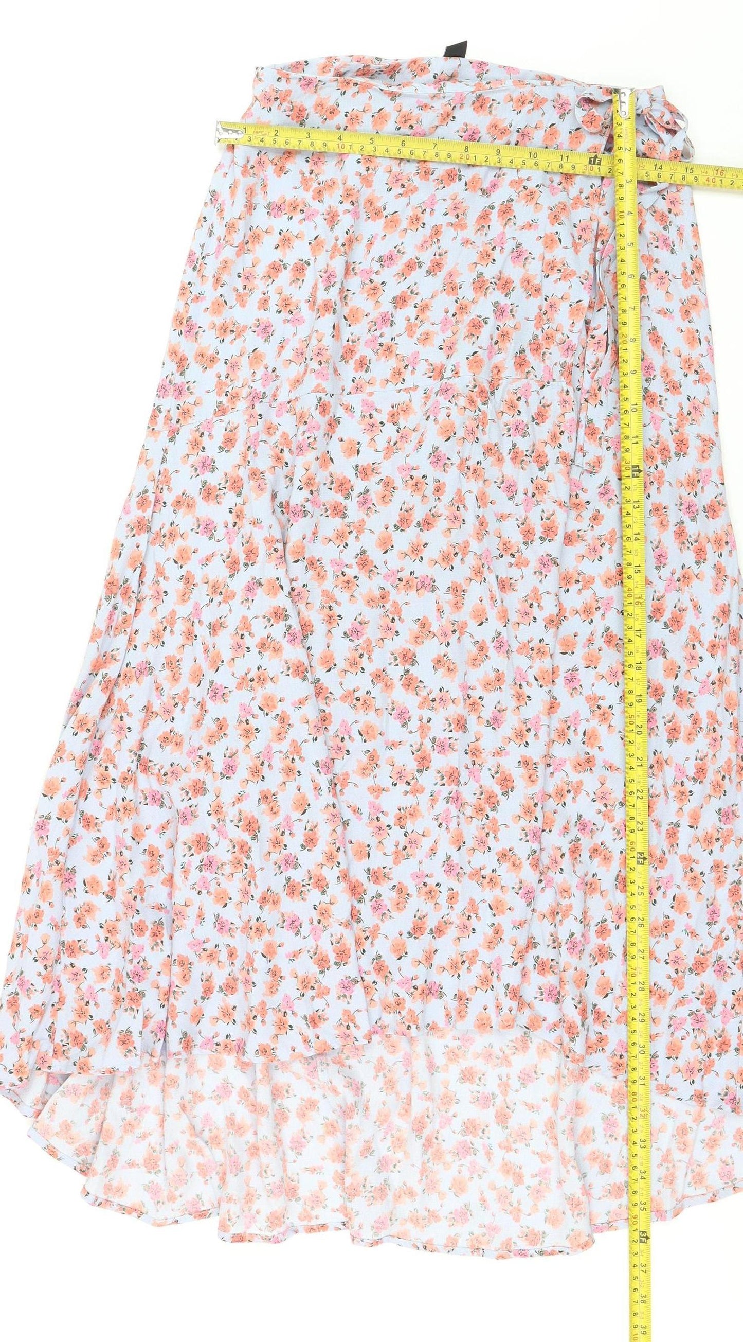 New Look Women’s Multicoloured Floral Wrap Midi Skirt Size 8