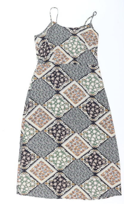 Cider Women's Multicoloured Midi Slip Dress M Bohemian Style