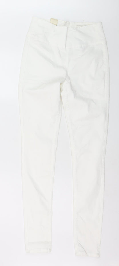 Pieces Women White High Waist Slim Jegging Jeans Size M