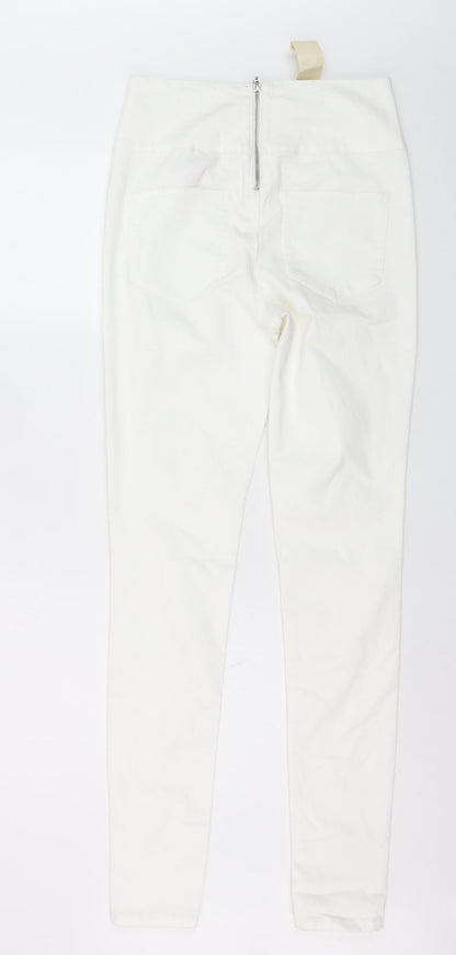 Pieces Women White High Waist Slim Jegging Jeans Size M