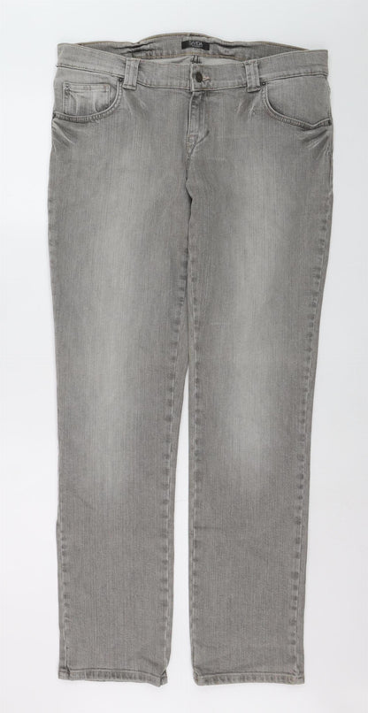 Savida Women’s Grey Stretch Straight Jeans Size 16 Regular