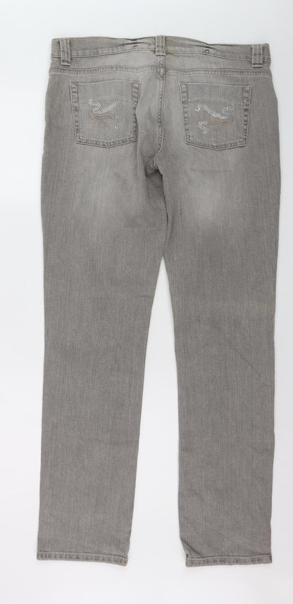 Savida Women’s Grey Stretch Straight Jeans Size 16 Regular