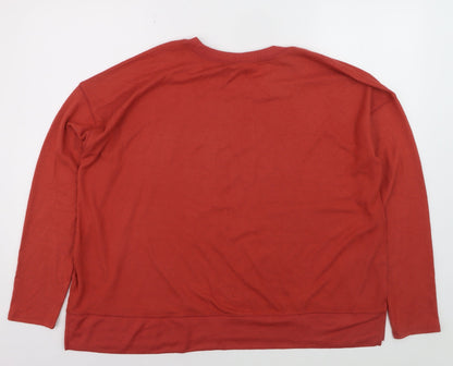 Lucky Brand Women's Red Cotton Modal Crew Neck Pullover Jumper XL
