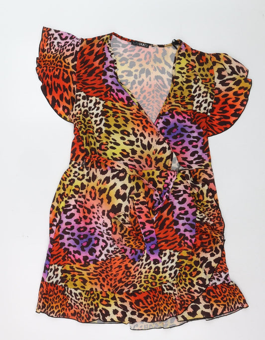 Quiz Women’s Multicoloured Animal Print Wrap Dress Size 14
