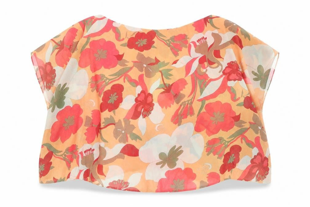 Charter Club Women's Multicoloured Floral Chiffon Tunic Blouse M