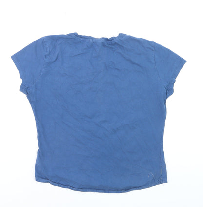 Diesel Womens Blue Cotton Crew Neck Short Sleeve T-Shirt Size L