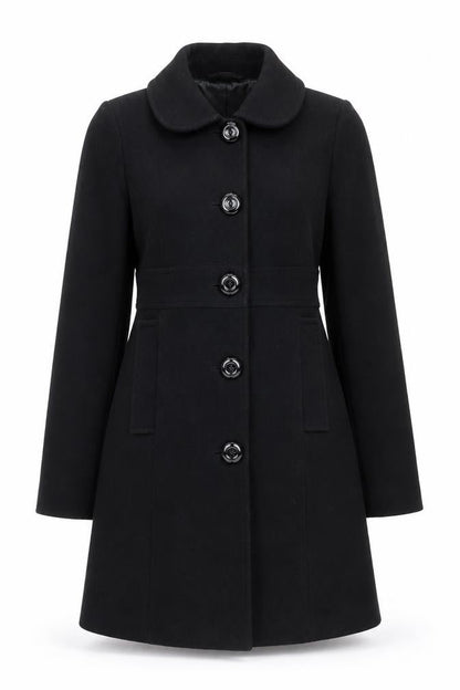 Killah Women's Black Wool Blend Mid-Length Overcoat Size M