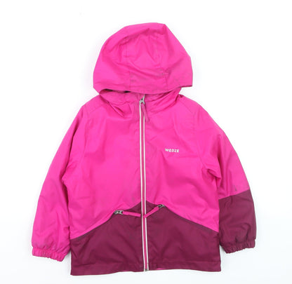 Wedze Girls Pink Ski Jacket 4 Years Hooded Waterproof Winter Coat