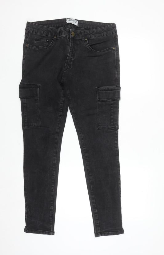 Paul Galvin Men's Black Slim Cargo Jeans 34W 32L Denim