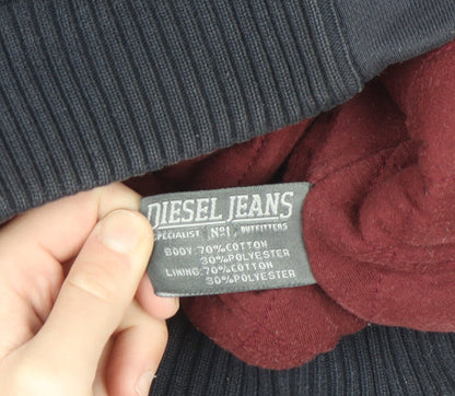 Diesel Jeans Men's Blue Bomber Jacket L Cotton Blend Casual