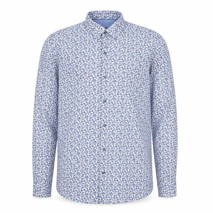 6th Sense Men's Blue Paisley Cotton Long Sleeve Button-Up Shirt L