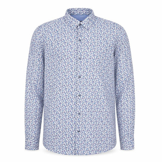 6th Sense Men's Blue Paisley Cotton Long Sleeve Button-Up Shirt L