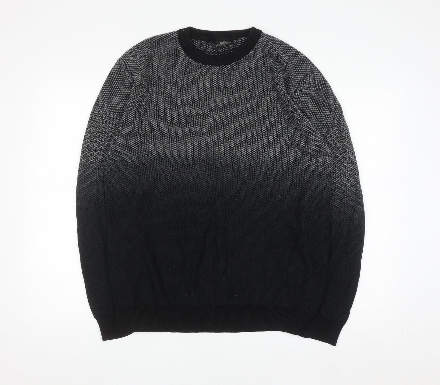 Next Men's Black Knit Pullover Sweatshirt Size L Crew Neck