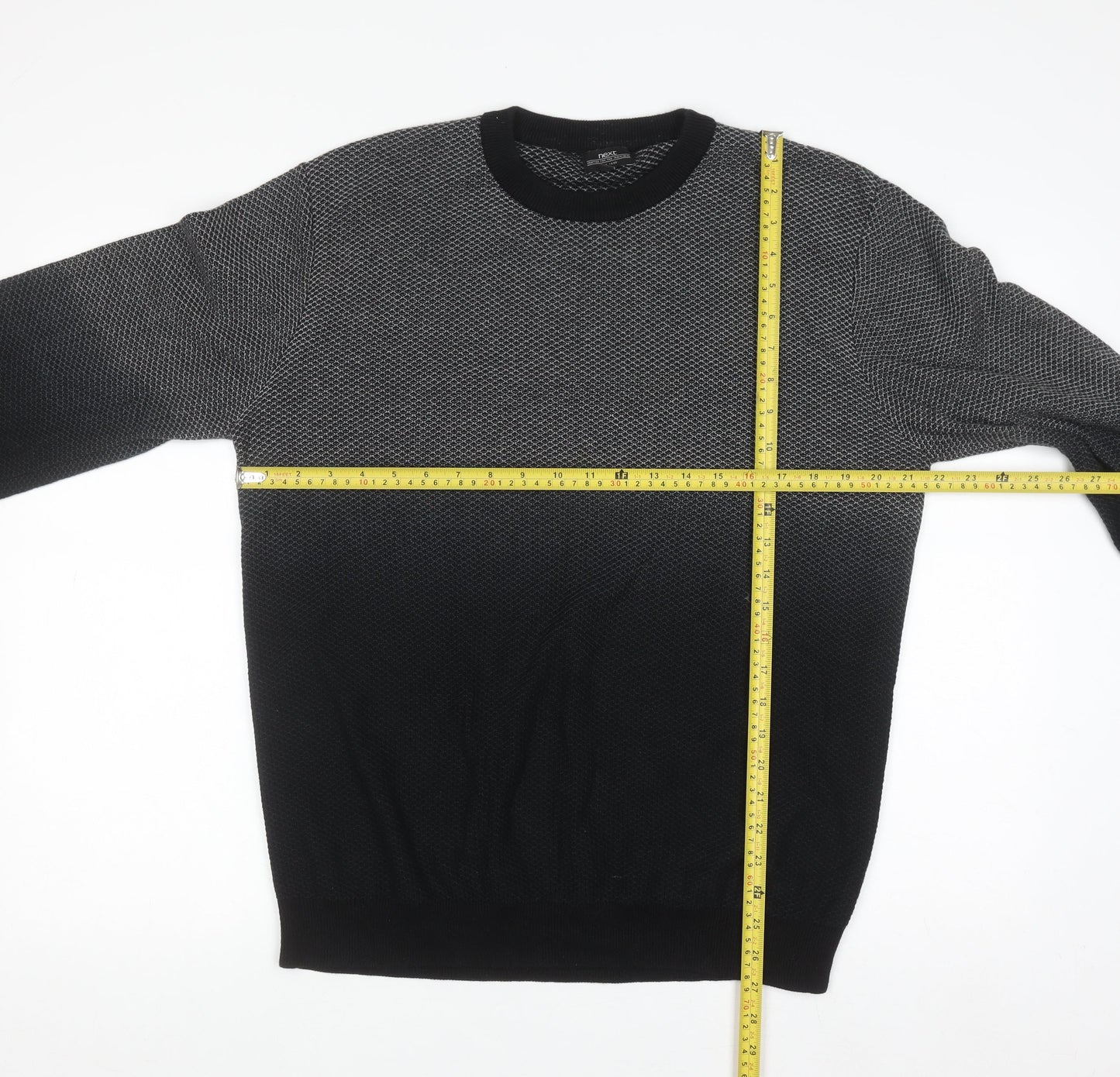Next Men's Black Knit Pullover Sweatshirt Size L Crew Neck