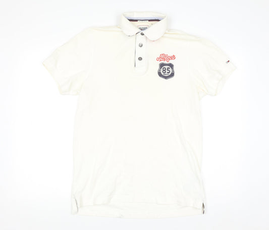 Tommy Hilfiger Denim Men's Ivory Polo Shirt L 100% Cotton Regular Fit