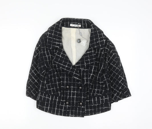 Jesire Women's Black Check Wool Blend Cropped Blazer Size 8