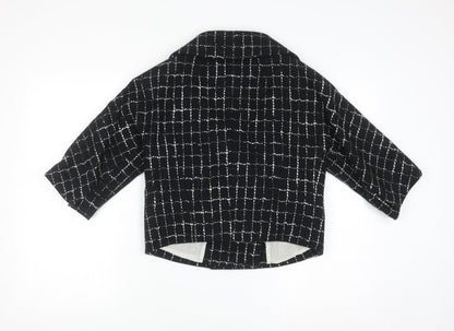 Jesire Women's Black Check Wool Blend Cropped Blazer Size 8