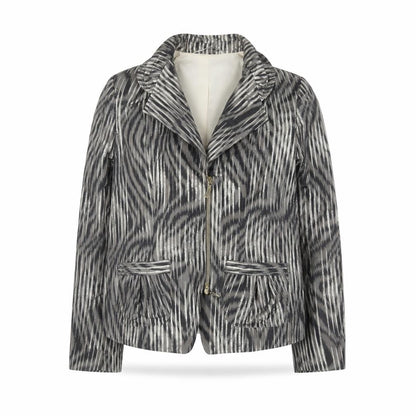 Avant Garde Women Grey Animal Print Single-Breasted Blazer UK 10 Polyester Lined