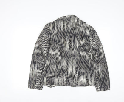 Avantgarde Women Grey Animal Print Single-Breasted Blazer UK 10 Polyester Lined