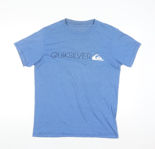 Quiksilver Men's Blue Crew Neck Short Sleeve Graphic T-Shirt M