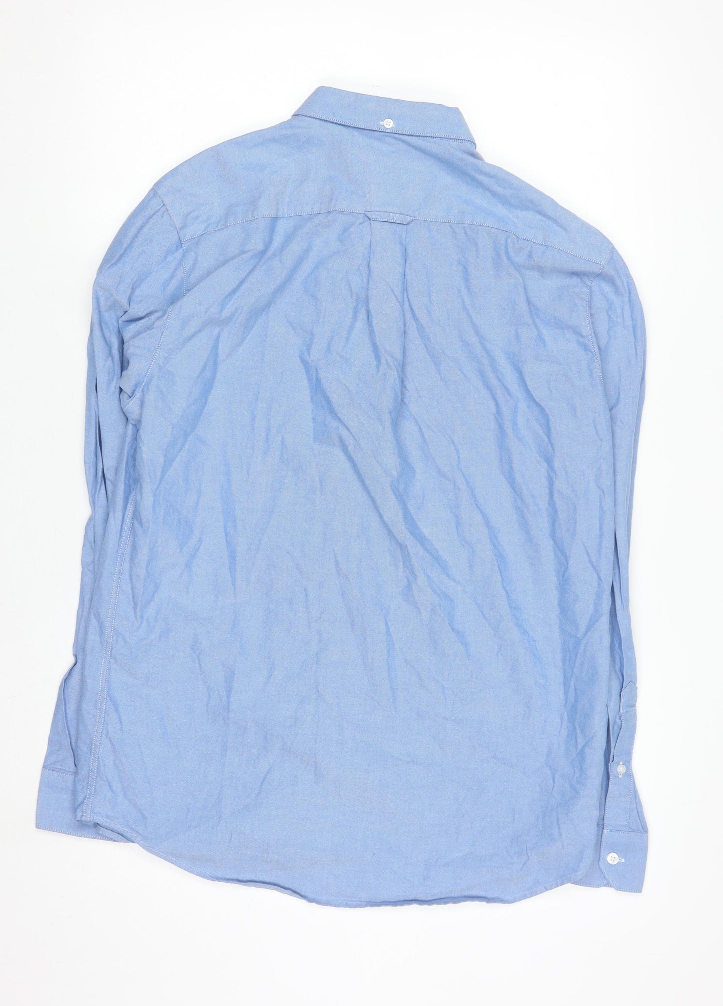 Farah Men's Blue Slim Fit Long Sleeve Button-Down Shirt Size L