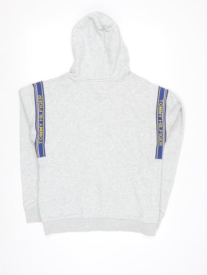 Tommy Hilfiger Boys Grey Pullover Hoodie Size 176 Cotton Blend Logo