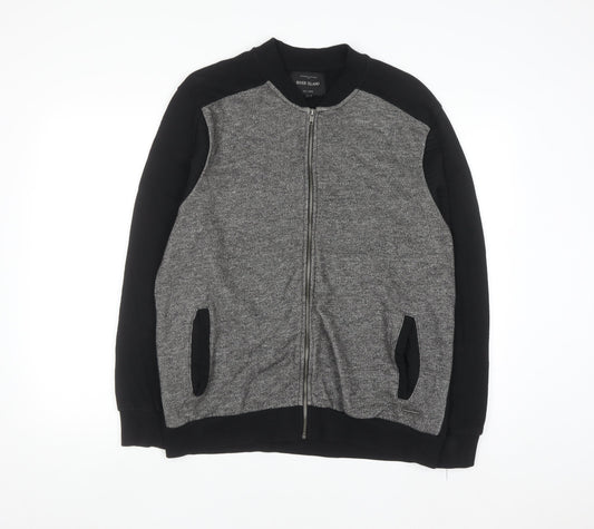 River Island Men's Grey Full Zip Sweatshirt Size L Casual Knit