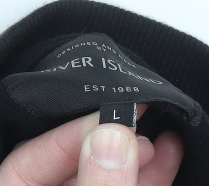 River Island Men's Grey Full Zip Sweatshirt Size L Casual Knit