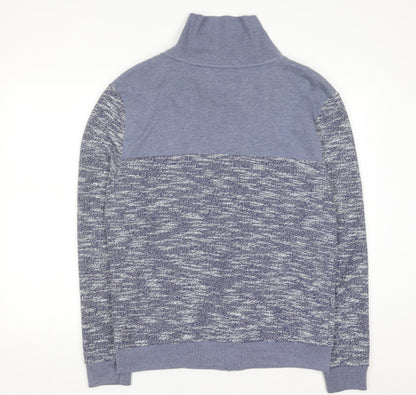 River Island Mens Blue Knit Button Cardigan Sweatshirt L