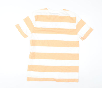 Paul Calvin Men's Coral White Stripe Cotton T-Shirt Medium
