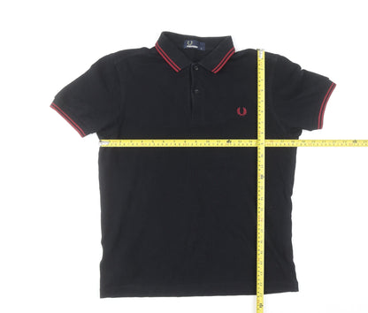 Fred Perry Men's Black Slim Fit Polo Shirt Size S Cotton